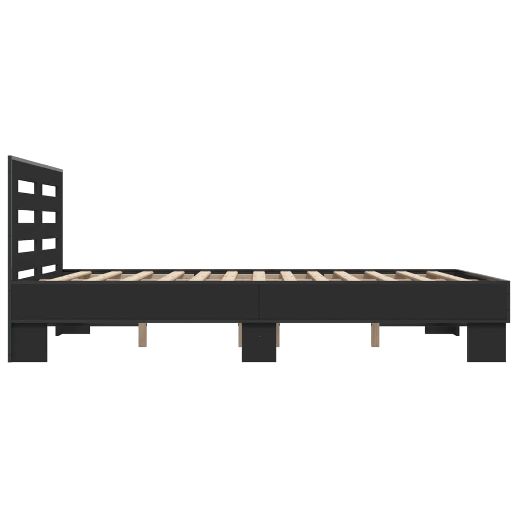 Bedframe bewerkt hout metaal zwart 140x200 cm