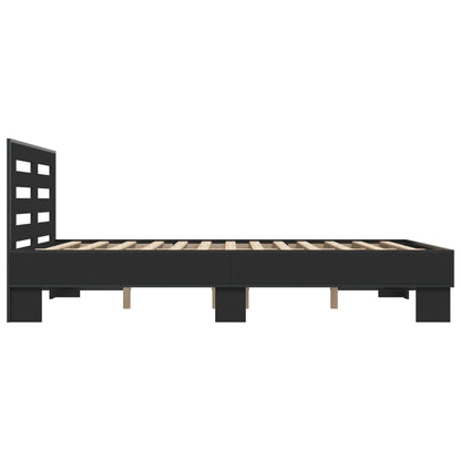 Bedframe bewerkt hout metaal zwart 140x200 cm