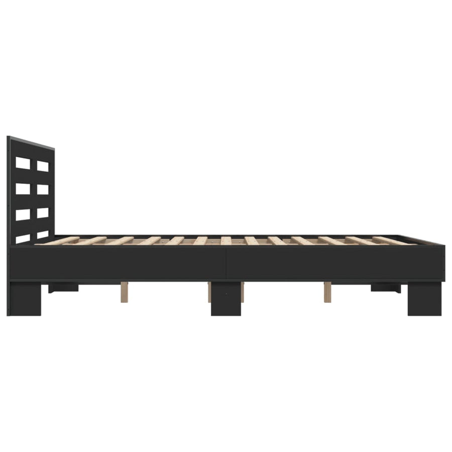 Bedframe bewerkt hout metaal zwart 140x200 cm