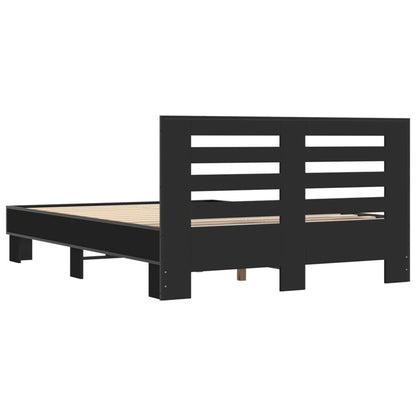 Bedframe bewerkt hout metaal zwart 140x200 cm
