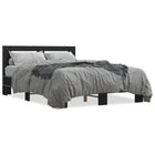 Bed frame carved wood metal black 140x200 cm