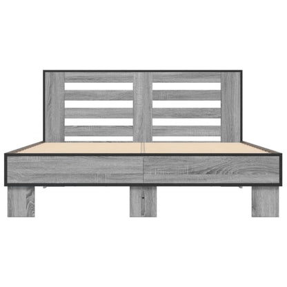 Bedframe bewerkt hout metaal grijs sonoma eiken 140x200 cm