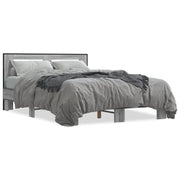 Bedframe 140x200 cm bewerkt hout metaal grijs
