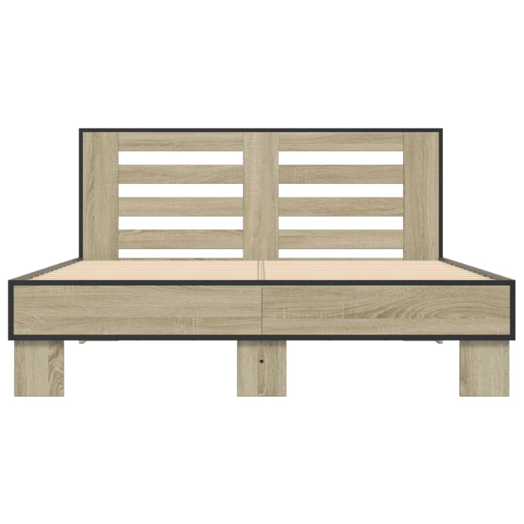 Bedframe bewerkt hout metaal sonoma eikenkleurig 120x200 cm