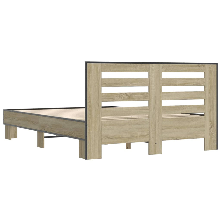 Bedframe bewerkt hout metaal sonoma eikenkleurig 120x200 cm