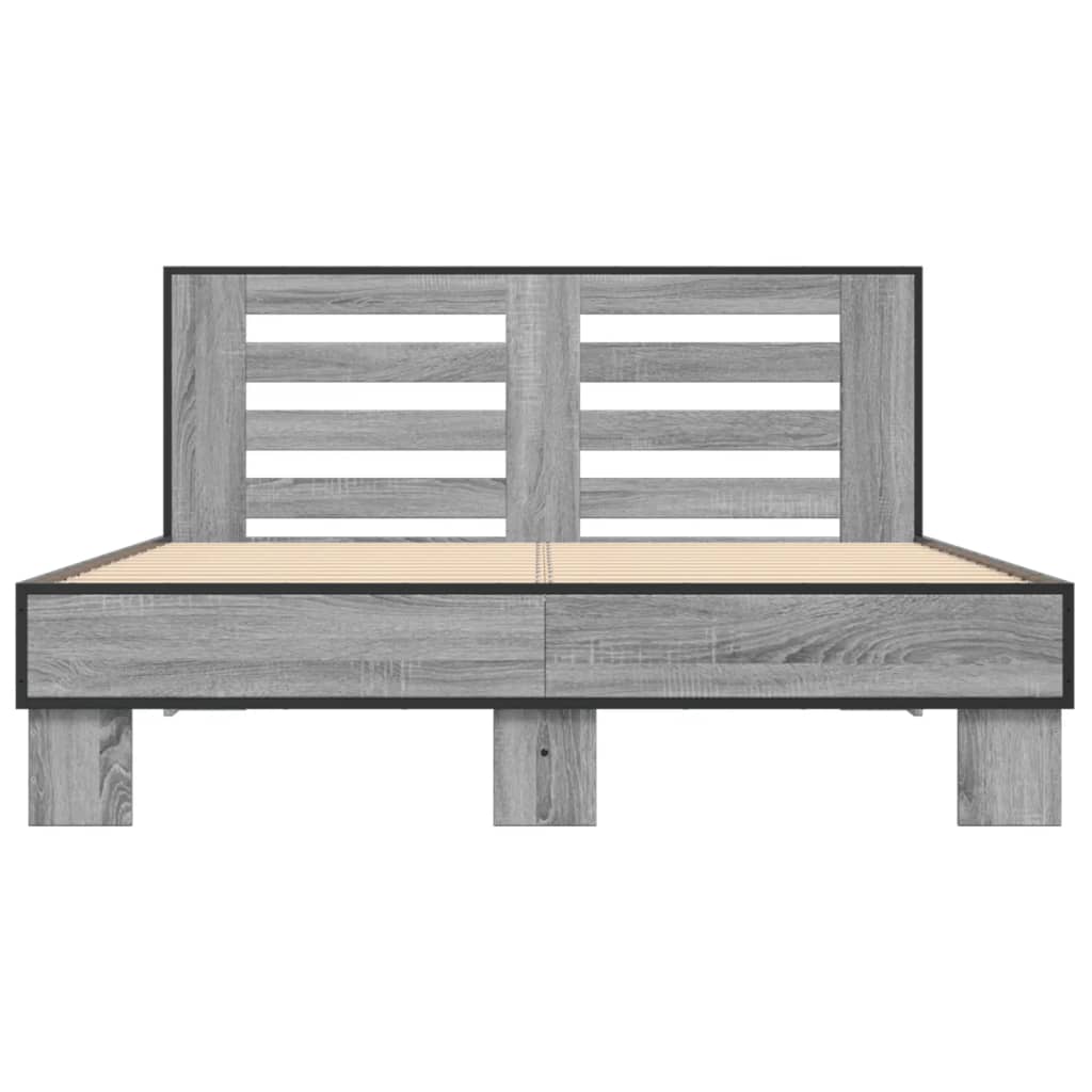 Bedframe bewerkt hout metaal grijs sonoma eiken 120x200 cm