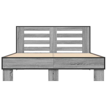 Bedframe bewerkt hout metaal grijs sonoma eiken 120x200 cm