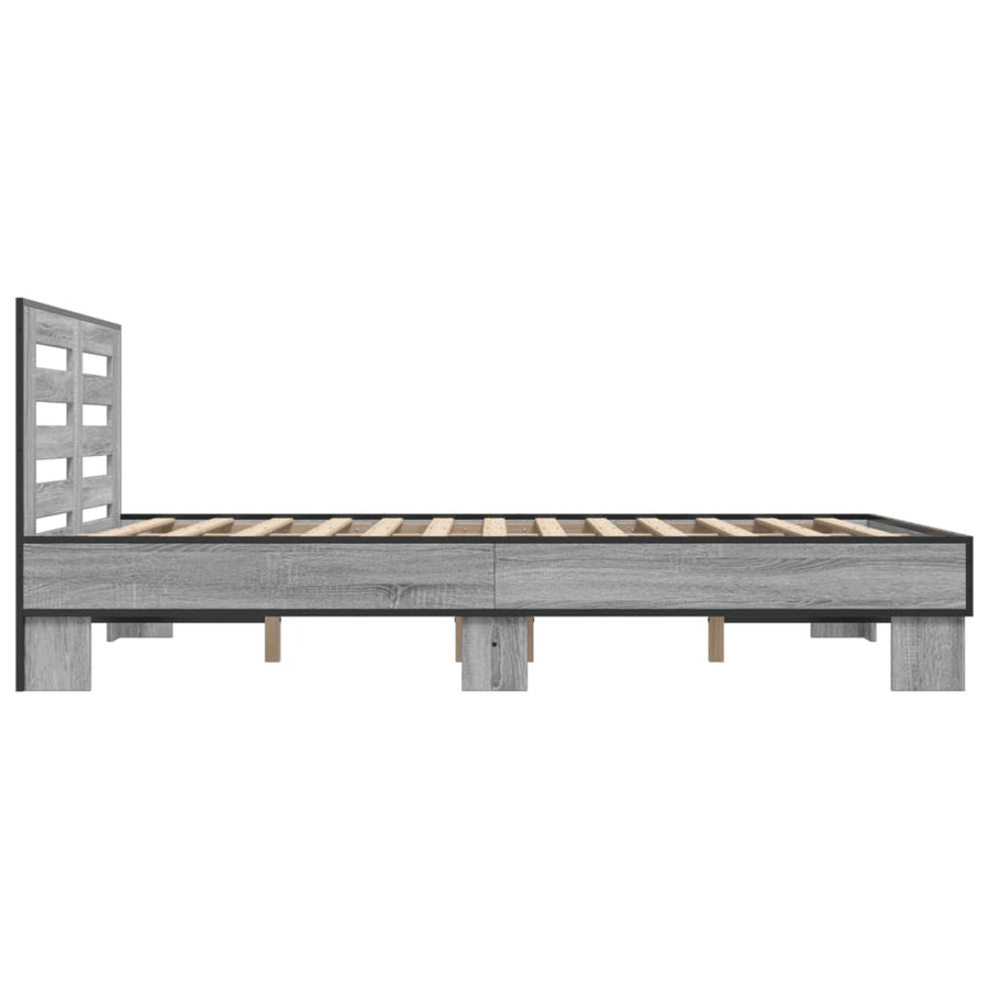Bedframe bewerkt hout metaal grijs sonoma eiken 120x200 cm