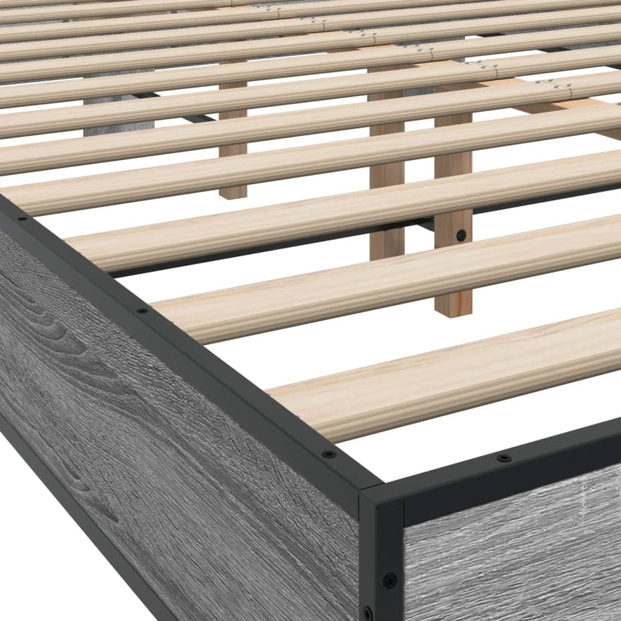 Bedframe bewerkt hout metaal grijs sonoma eiken 120x200 cm