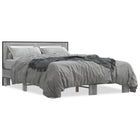 Bed frame carved wood metal grey Sonoma oak 120x200 cm