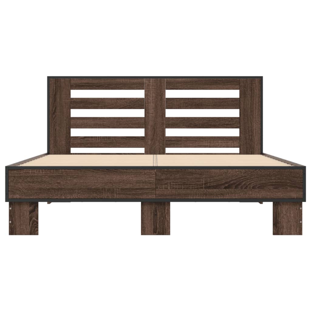 Bedframe bewerkt hout metaal bruin eikenkleur 120x200 cm