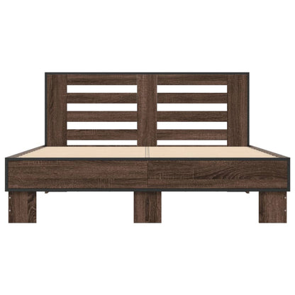 Bedframe bewerkt hout metaal bruin eikenkleur 120x200 cm