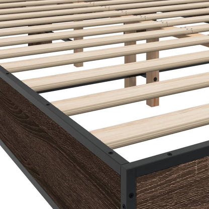 Bedframe bewerkt hout metaal bruin eikenkleur 120x200 cm