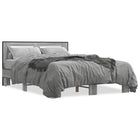 Bed frame carved wood metal gray Sonoma oak 135x190 cm