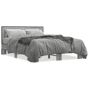 Bedframe 135x190 cm bewerkt hout metaal grijs sonoma eiken
