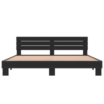 Bedframe bewerkt hout metaal zwart 200x200 cm
