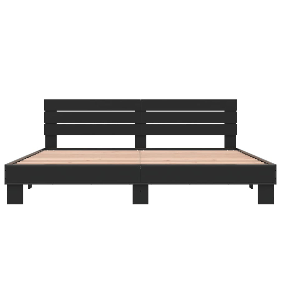 Bedframe bewerkt hout metaal zwart 200x200 cm