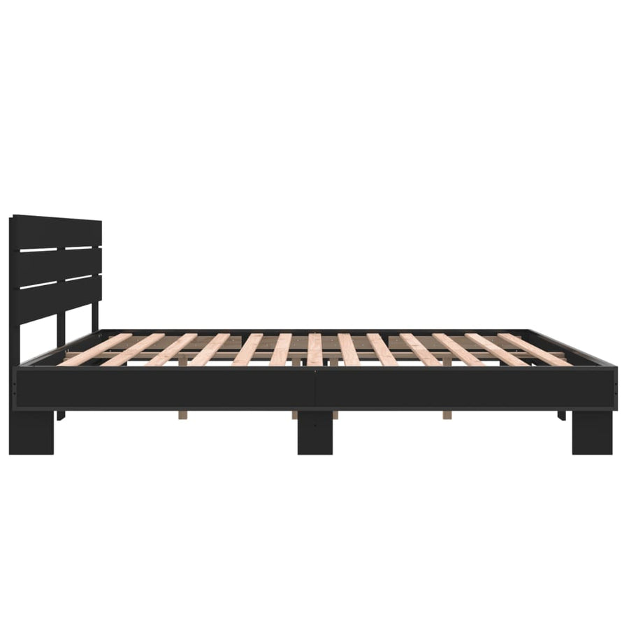 Bedframe bewerkt hout metaal zwart 200x200 cm