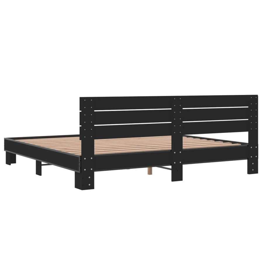 Bedframe bewerkt hout metaal zwart 200x200 cm
