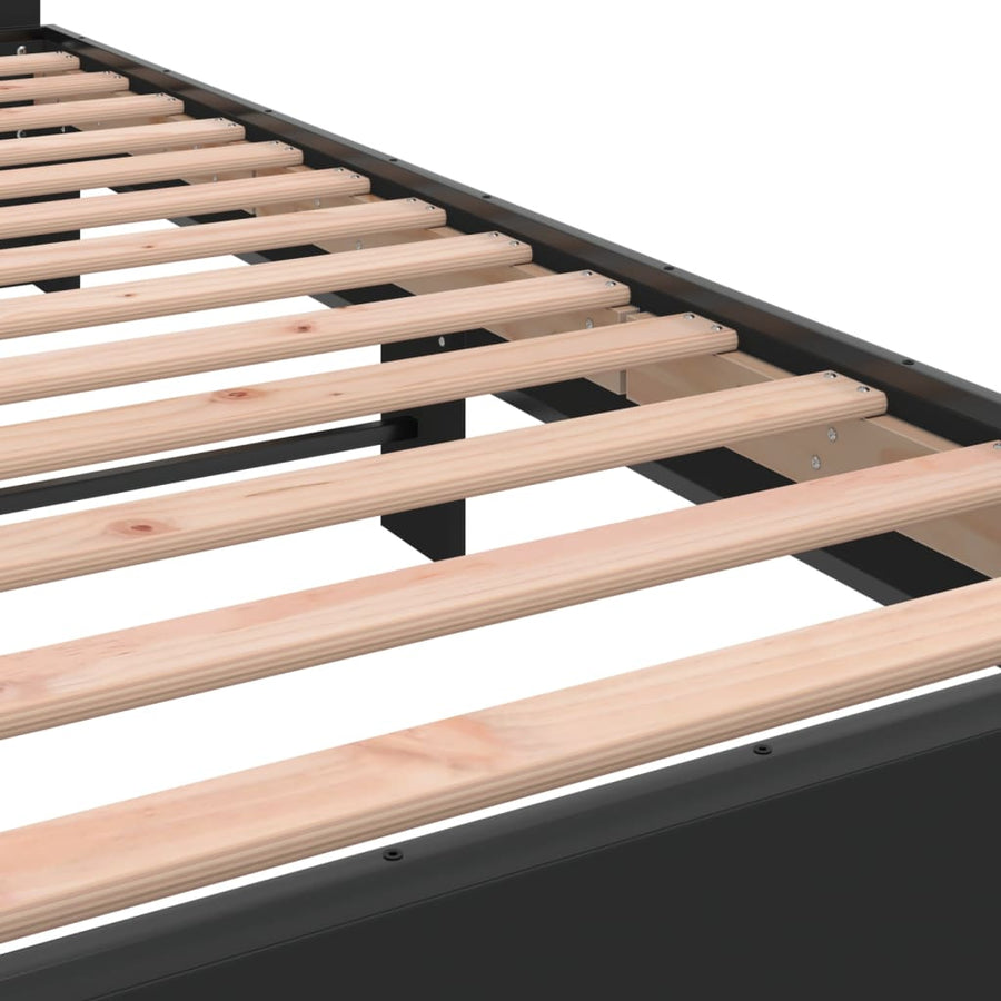 Bedframe bewerkt hout metaal zwart 200x200 cm