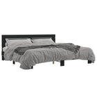 Bed frame carved wood metal black 200x200 cm
