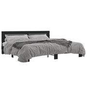 Bedframe bewerkt hout metaal zwart 200x200 cm