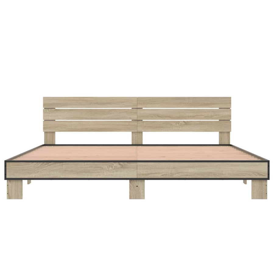 Bedframe bewerkt hout metaal sonoma eikenkleurig 200x200 cm
