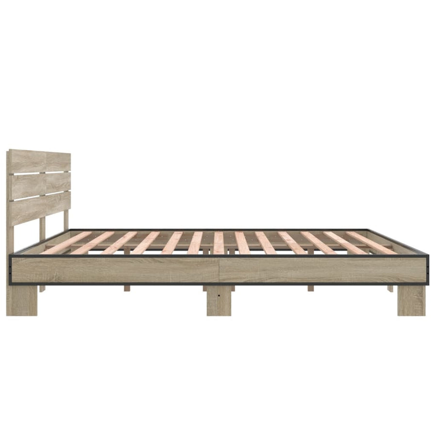 Bedframe bewerkt hout metaal sonoma eikenkleurig 200x200 cm