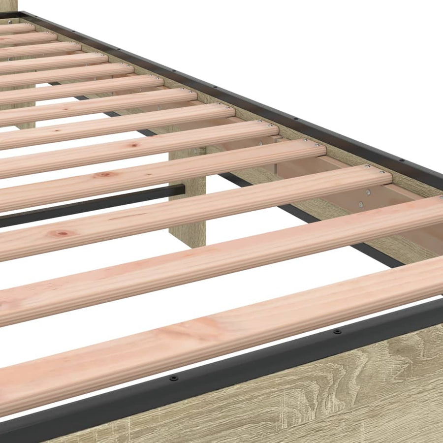 Bedframe bewerkt hout metaal sonoma eikenkleurig 200x200 cm