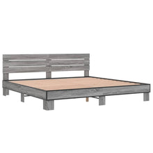 Bedframe bewerkt hout metaal grijs sonoma eiken 200x200 cm