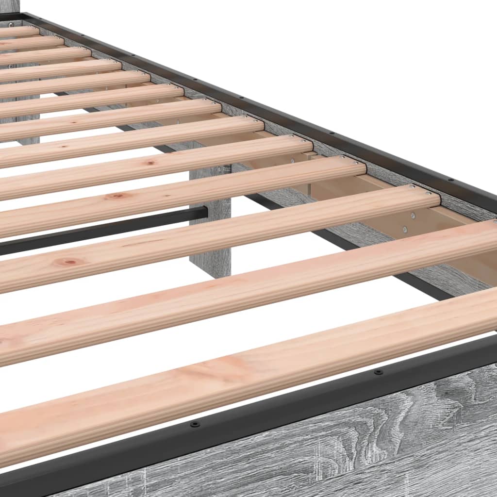 Bedframe bewerkt hout metaal grijs sonoma eiken 140x200 cm