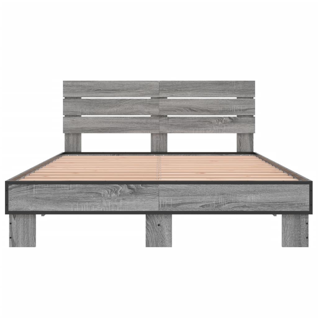 Bedframe bewerkt hout metaal grijs sonoma eiken 120x200 cm