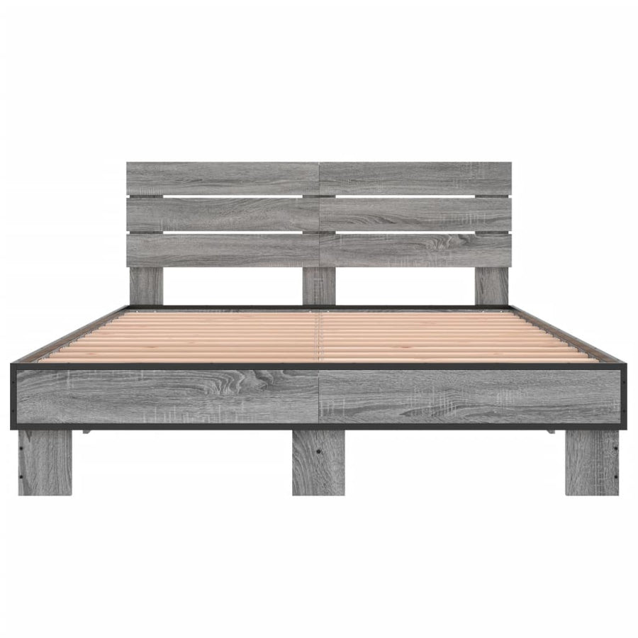 Bedframe bewerkt hout metaal grijs sonoma eiken 120x200 cm