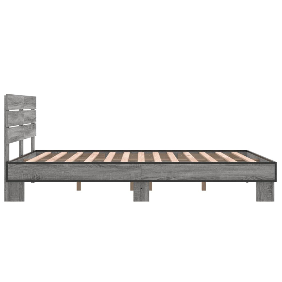 Bedframe bewerkt hout metaal grijs sonoma eiken 120x200 cm