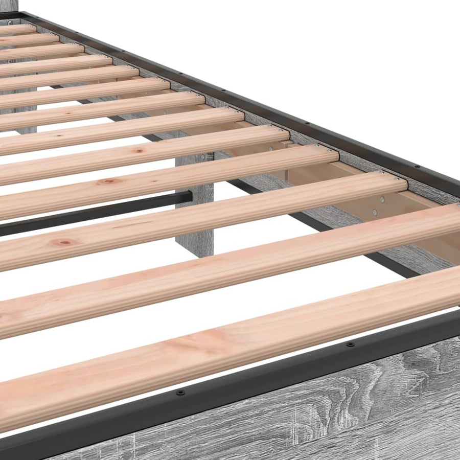 Bedframe bewerkt hout metaal grijs sonoma eiken 120x200 cm