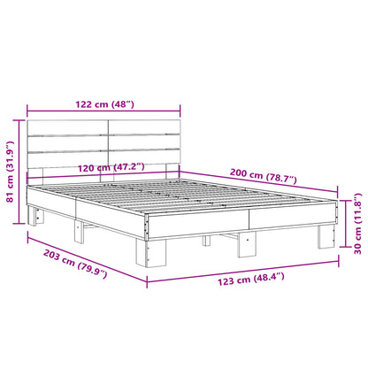 Bedframe bewerkt hout metaal grijs sonoma eiken 120x200 cm