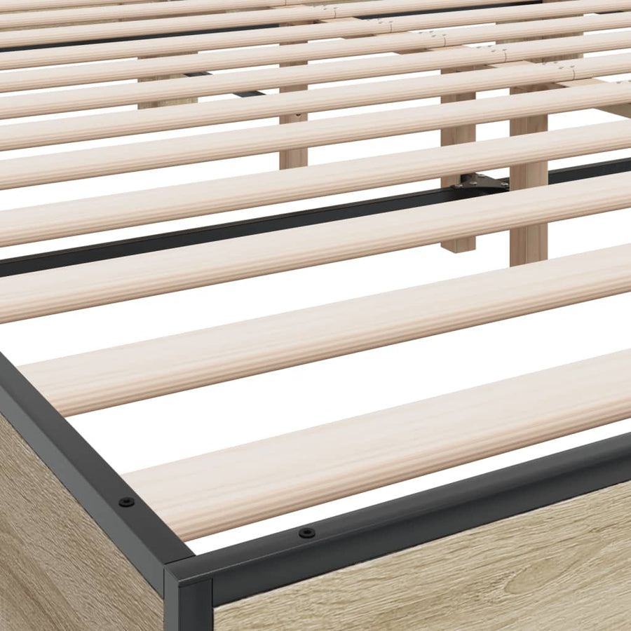 Bedframe bewerkt hout metaal sonoma eikenkleurig 200x200 cm