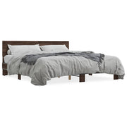 Bedframe bewerkt hout metaal 200x200 cm bruin eikenkleur