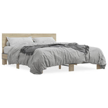 Bedframe bewerkt hout metaal sonoma eikenkleurig 160x200 cm