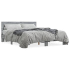 Bed frame engineered wood metal grey Sonoma oak 150x200 cm