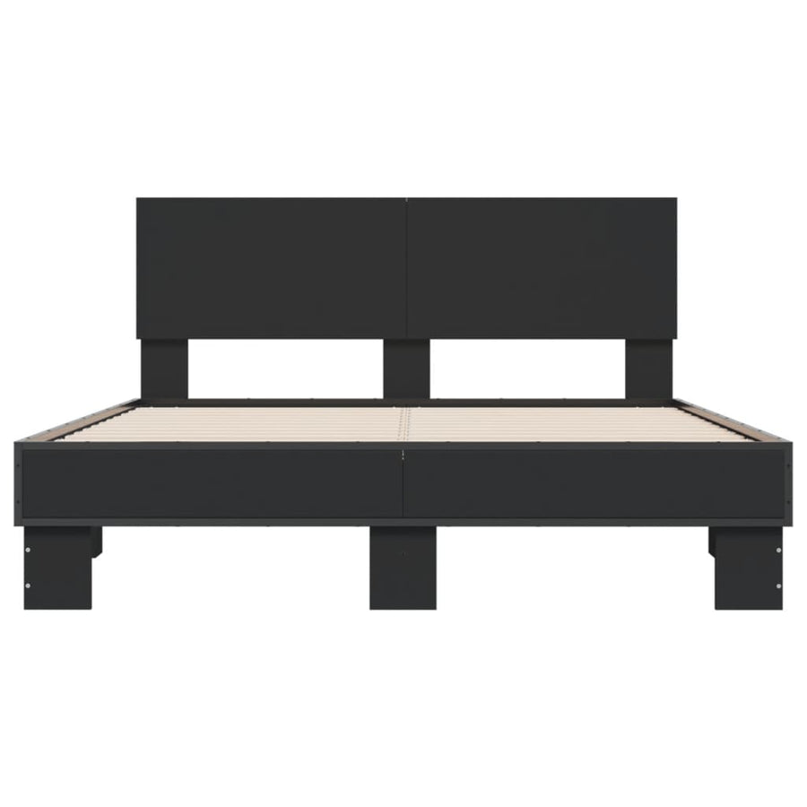 Bedframe bewerkt hout metaal zwart 120x200 cm