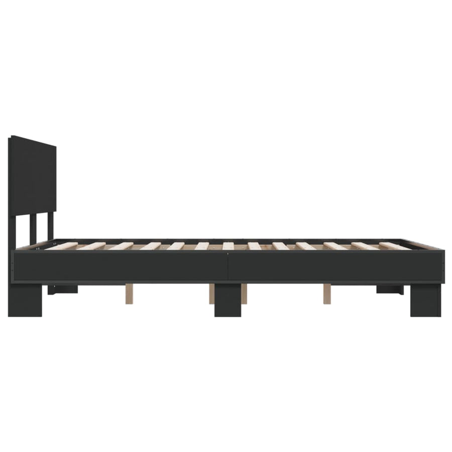 Bedframe bewerkt hout metaal zwart 120x200 cm