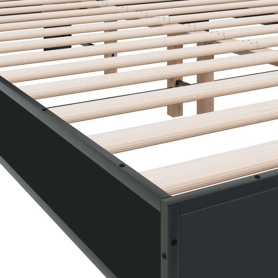 Bedframe bewerkt hout metaal zwart 120x200 cm