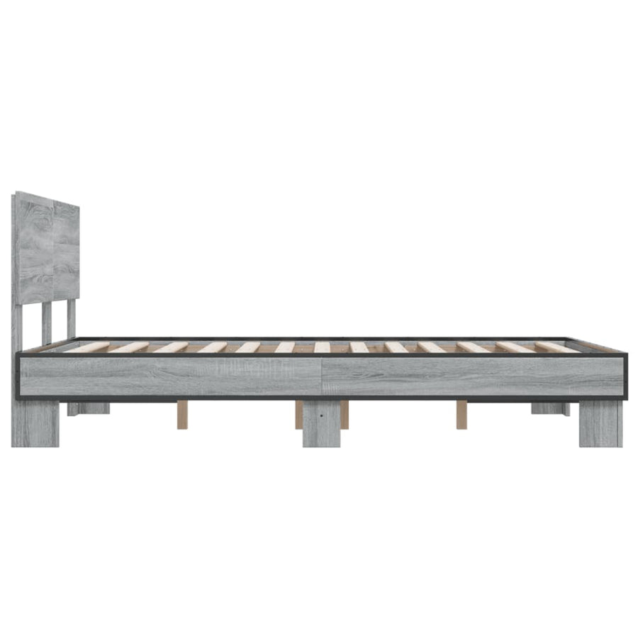 Bedframe bewerkt hout metaal grijs sonoma eiken 120x200 cm
