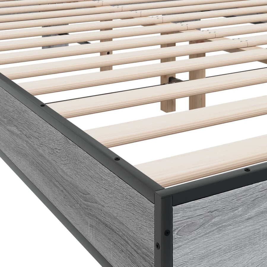 Bedframe bewerkt hout metaal grijs sonoma eiken 120x200 cm