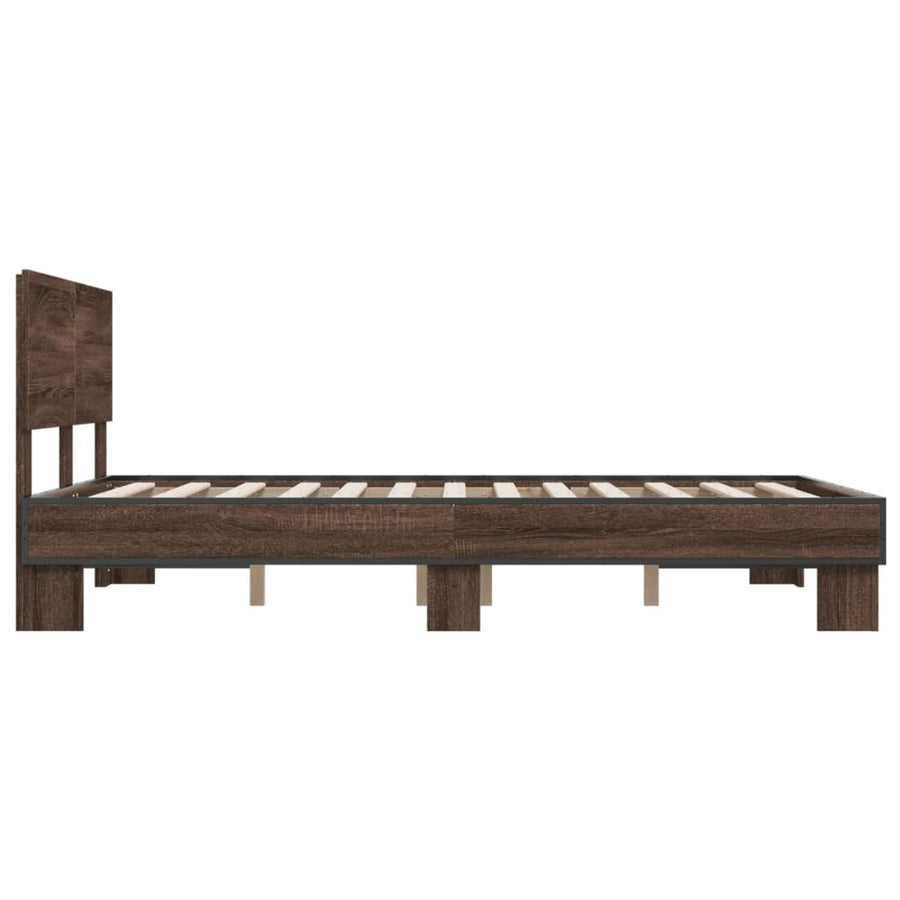 Bedframe bewerkt hout metaal bruin eikenkleur 120x200 cm