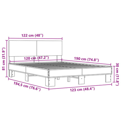 Bedframe bewerkt hout metaal zwart 120x190 cm