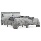 Bed frame carved wood metal gray Sonoma oak 135x190 cm