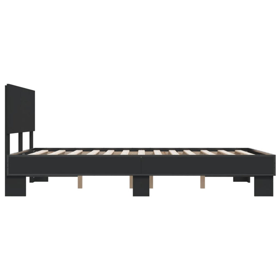 Bedframe LED bewerkt hout metaal zwart 140x190 cm