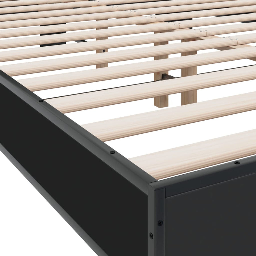 Bedframe LED bewerkt hout metaal zwart 140x190 cm